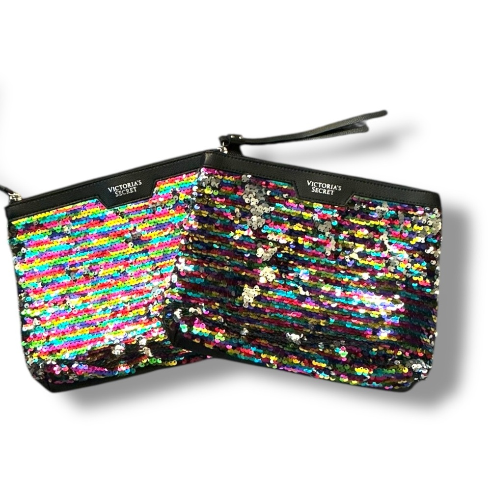Victoria’s Secret Sequin Cosmetic Bags Set – Rainbow & Multicolor